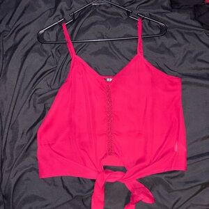 Vibrant Pink Tie-Front Tank Top